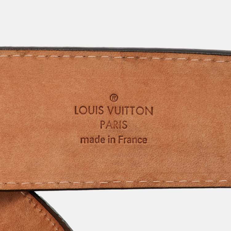 Pre Owned Louis Vuitton Black Electric Epi Leather LV Initiales Waist Belt 85CM