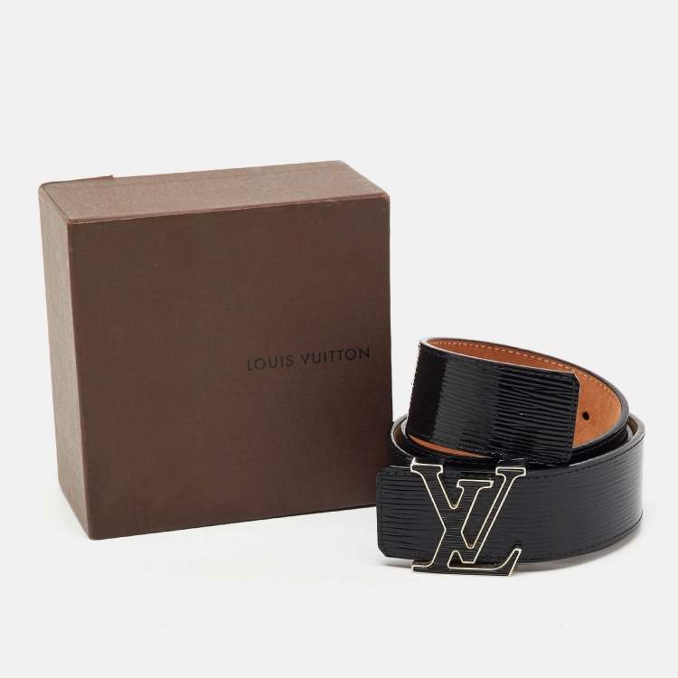 Pre Owned Louis Vuitton Black Electric Epi Leather LV Initiales Waist Belt 85CM