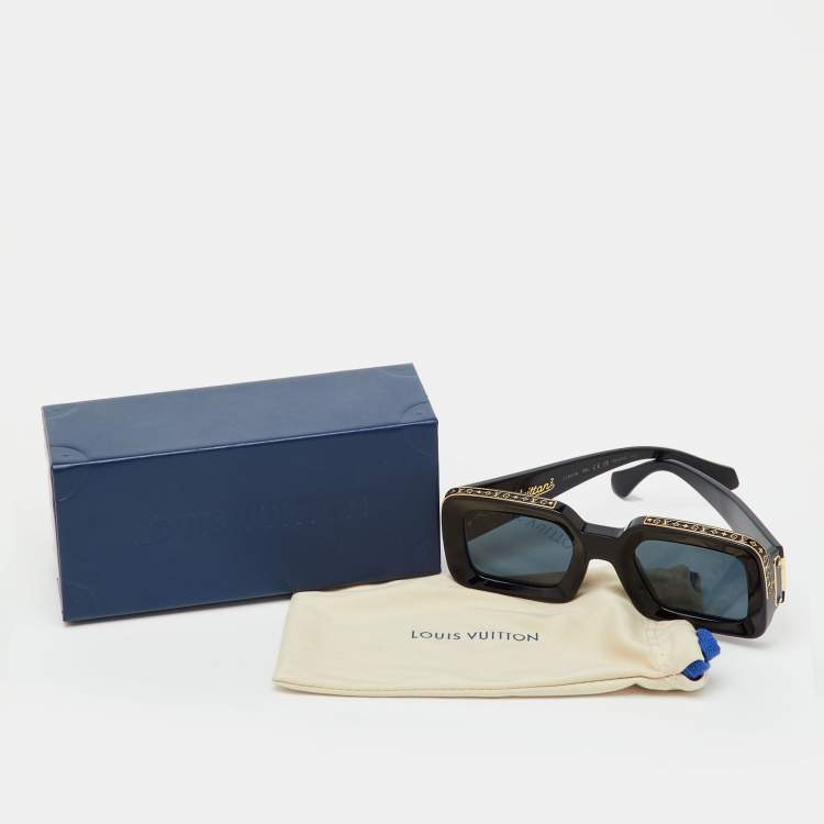 Pre Owned Louis Vuitton Black/Gold Z1591W Zillionaires Rectangular Sunglasses