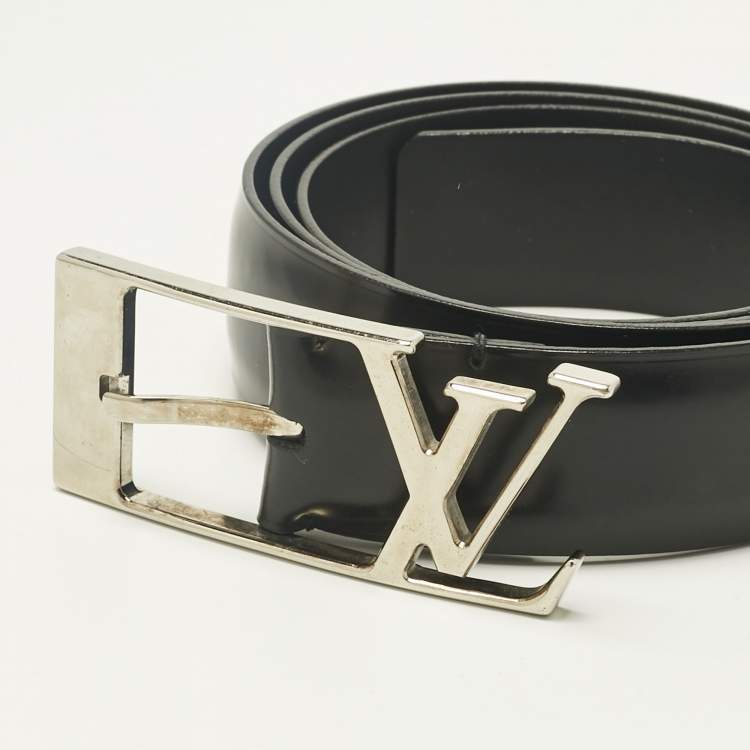 Pre Owned Louis Vuitton Black Leather Neogram Buckle Belt 95 CM