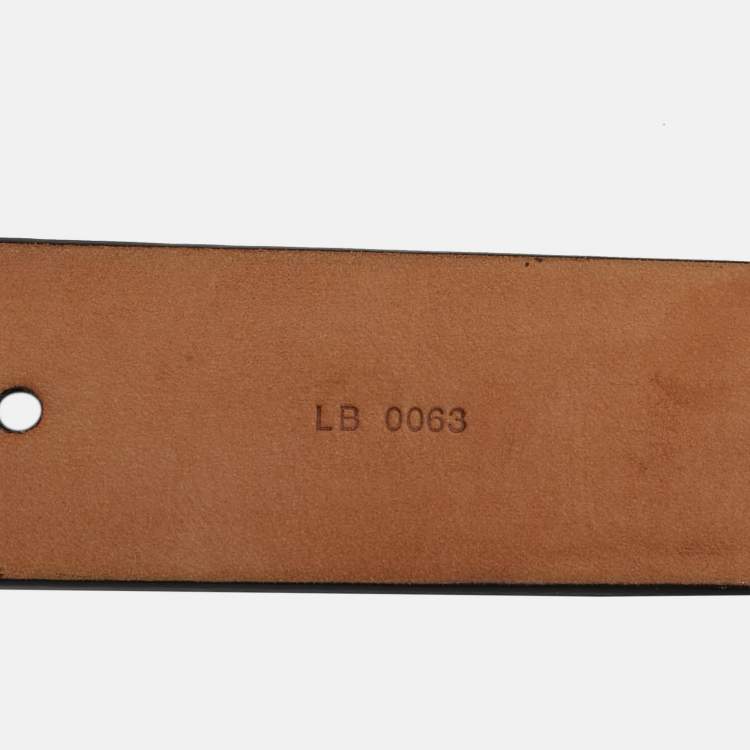 مملوكة مسبقًا Louis Vuitton Black Leather Logo Cut Out Buckle Belt 110 CM