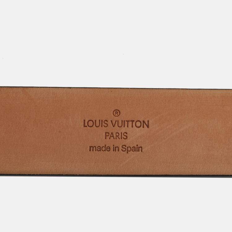 مملوكة مسبقًا Louis Vuitton Black Leather Logo Cut Out Buckle Belt 110 CM
