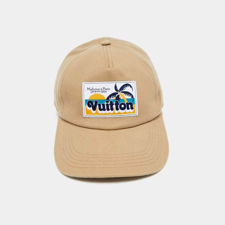 Pre Owned Louis Vuitton Beige Palm Tree Patch Cotton Baseball Cap
