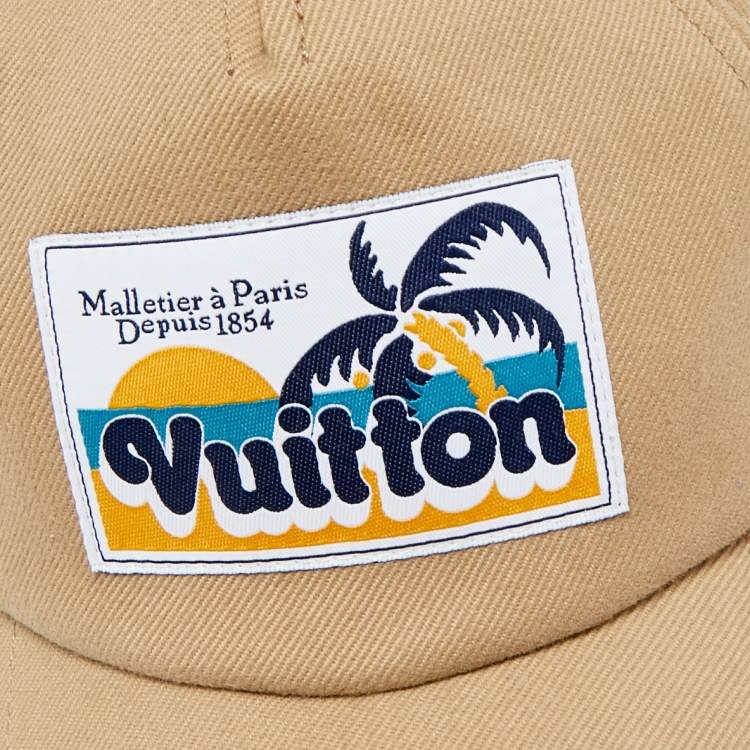 Pre Owned Louis Vuitton Beige Palm Tree Patch Cotton Baseball Cap