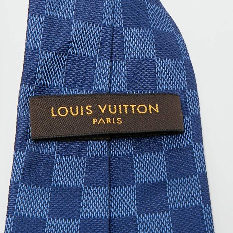 Pre Owned Louis Vuitton Blue Damier Silk Tie