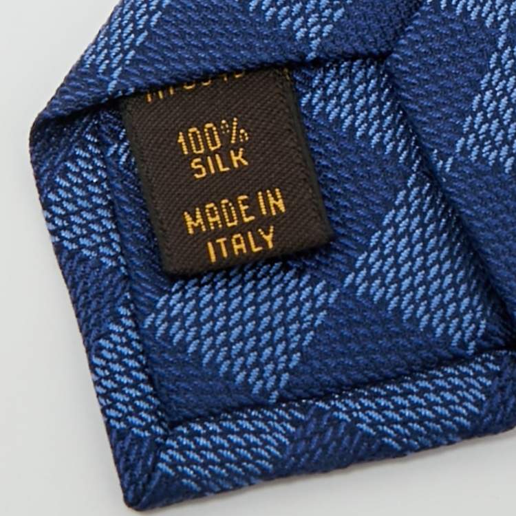 Pre Owned Louis Vuitton Blue Damier Silk Tie