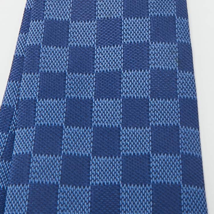 Pre Owned Louis Vuitton Blue Damier Silk Tie