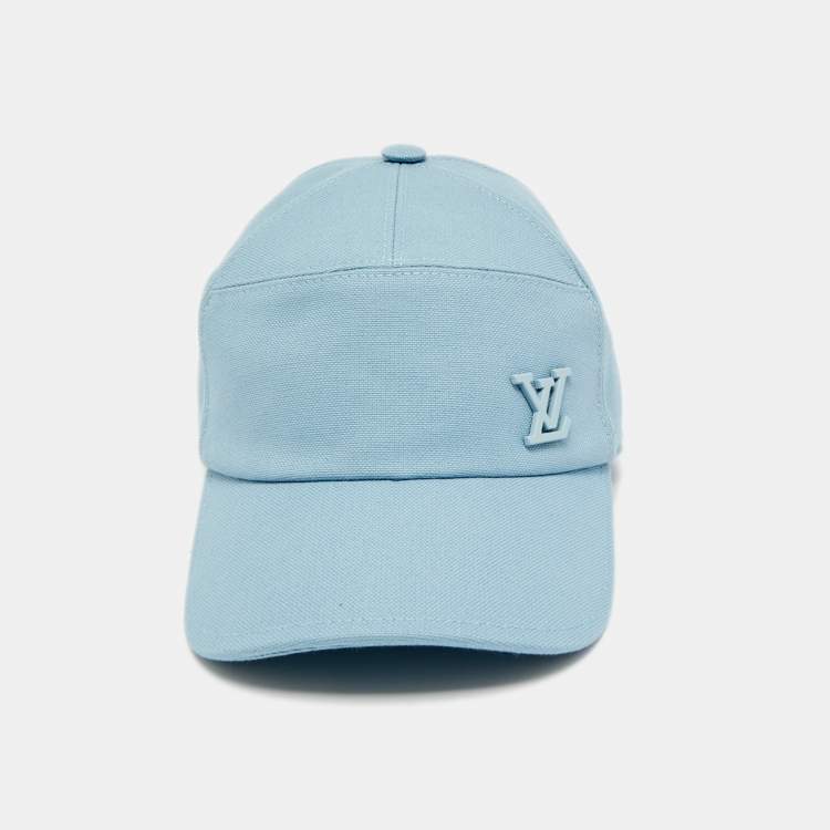 Pre Owned Louis Vuitton Cloud Blue Logo Aerogram Cotton Baseball Cap 55 Cm