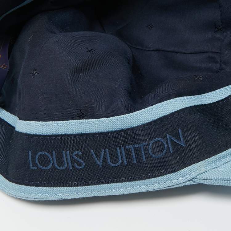 Pre Owned Louis Vuitton Cloud Blue Logo Aerogram Cotton Baseball Cap 55 Cm