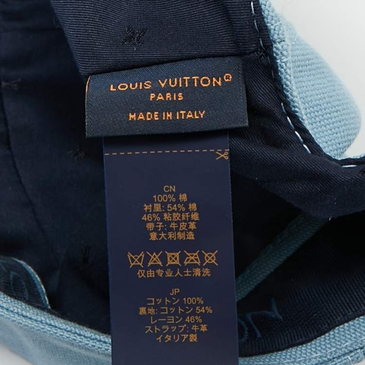 Pre Owned Louis Vuitton Cloud Blue Logo Aerogram Cotton Baseball Cap 55 Cm
