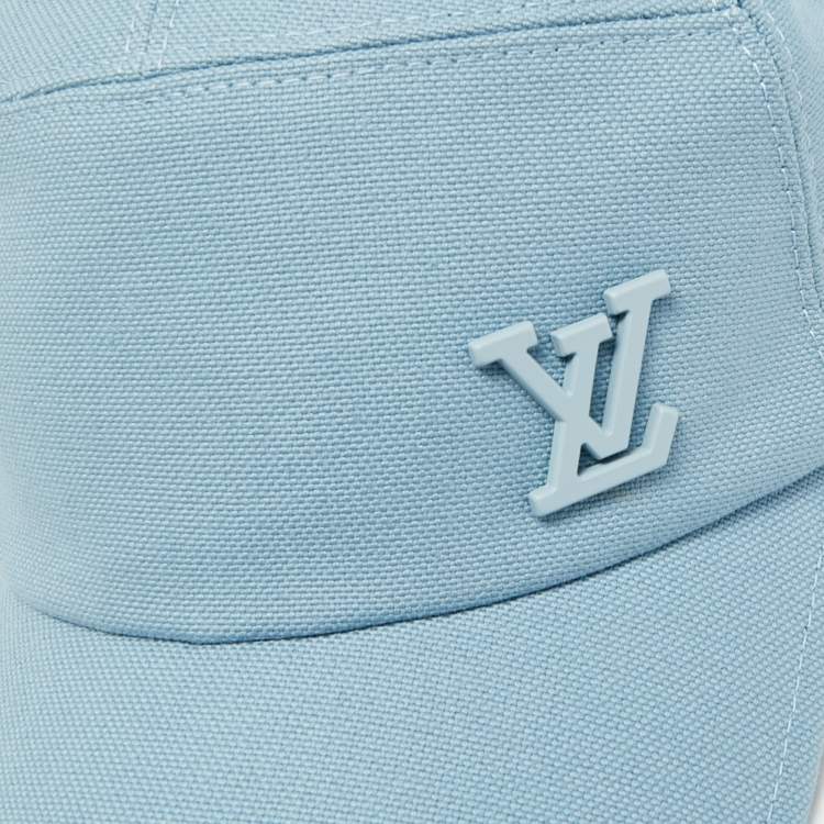 Pre Owned Louis Vuitton Cloud Blue Logo Aerogram Cotton Baseball Cap 55 Cm