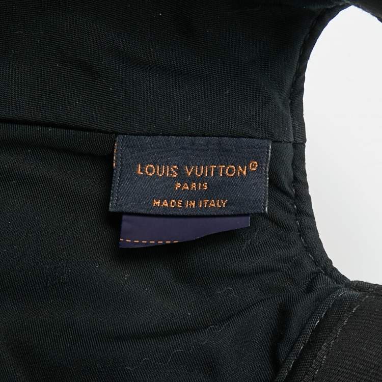 Pre Owned Louis Vuitton Black LV Pin Leather Cap 58 cm 