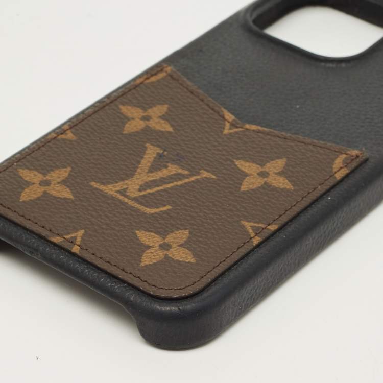 Pre Owned Louis Vuitton Bumper Pallas iPhone 15 Pro Max Cover Black Coated Canvas and Leather