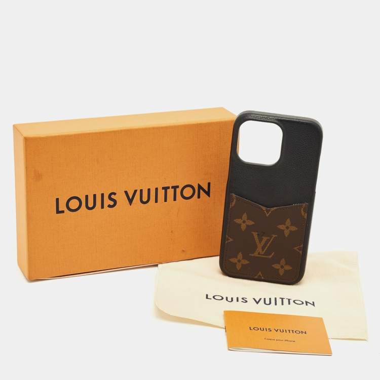 Pre Owned Louis Vuitton Bumper Pallas iPhone 15 Pro Max Cover Black Coated Canvas and Leather