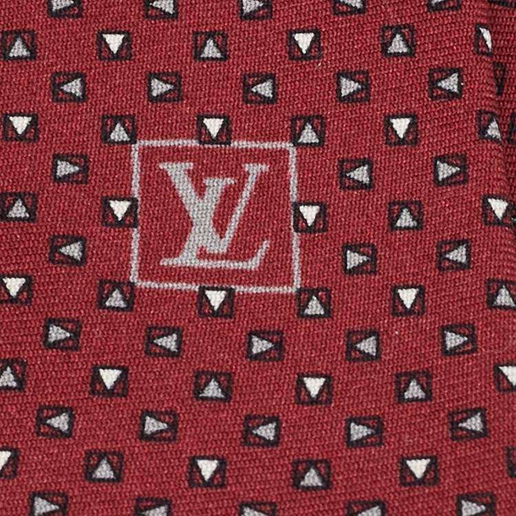 Pre Owned Louis Vuitton Maroon LV Print Silk Tie