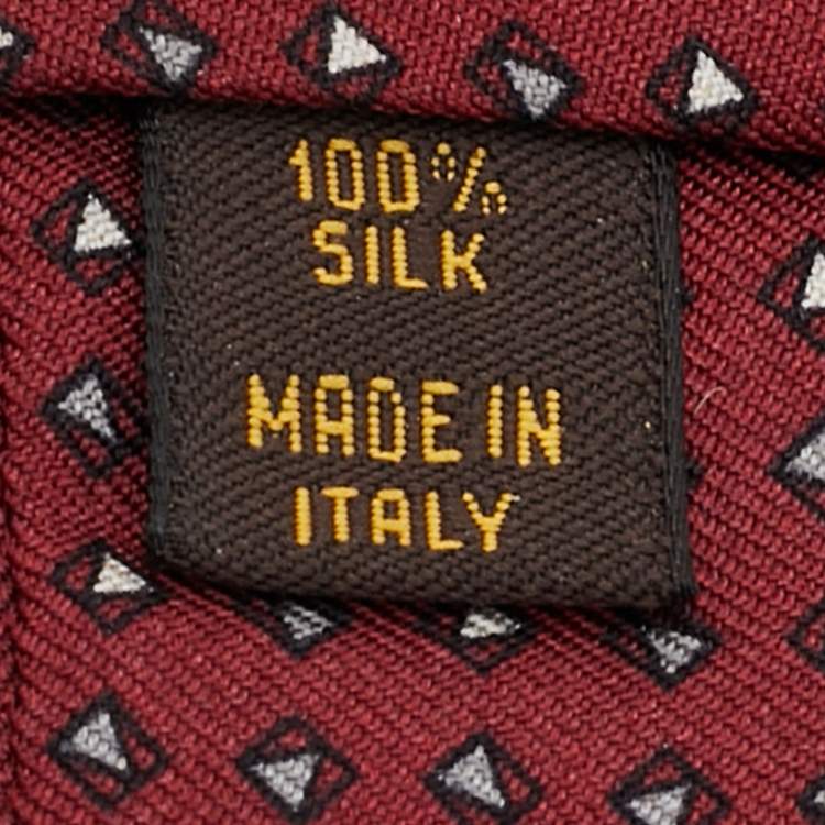 Pre Owned Louis Vuitton Maroon LV Print Silk Tie