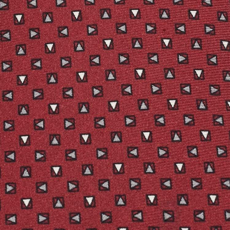 Pre Owned Louis Vuitton Maroon LV Print Silk Tie
