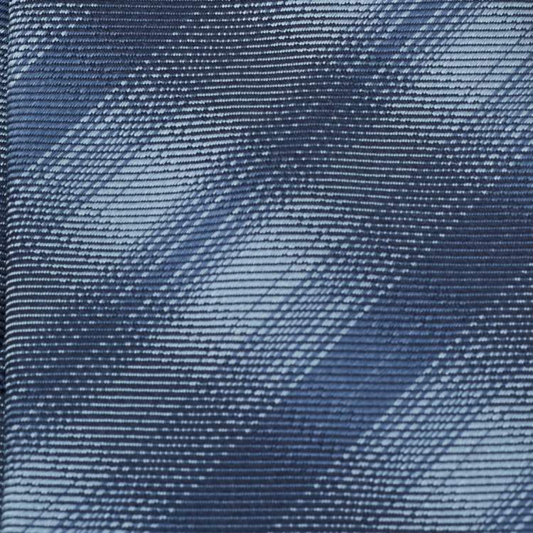 Pre Owned Louis Vuitton Blue Check Pattern Silk Tie