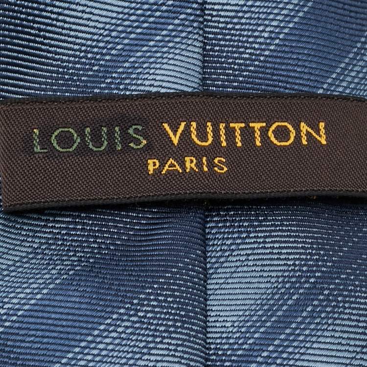 Pre Owned Louis Vuitton Blue Check Pattern Silk Tie