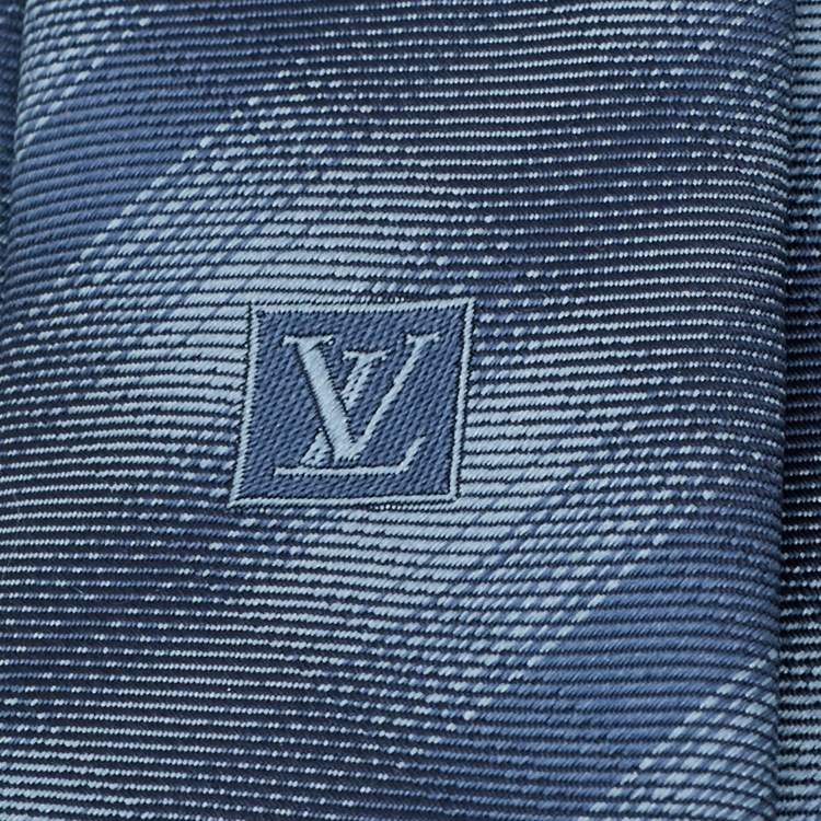 Pre Owned Louis Vuitton Blue Check Pattern Silk Tie