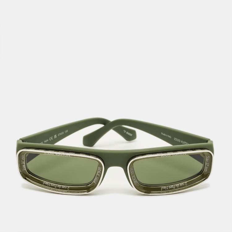 Pre Owned Louis Vuitton Green LV Super Vision Low Rectangle Sunglasses