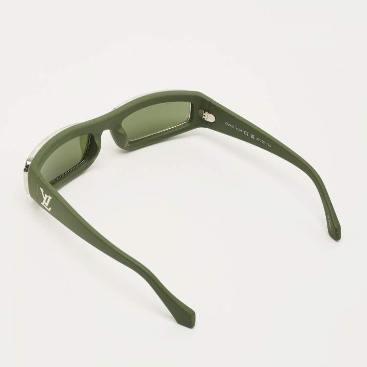 Pre Owned Louis Vuitton Green LV Super Vision Low Rectangle Sunglasses