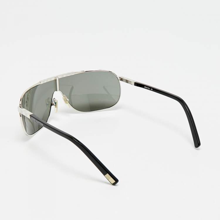 Pre Owned Louis Vuitton Black/Silver Tone Z0412U Attraction Mask Shield Sunglasses