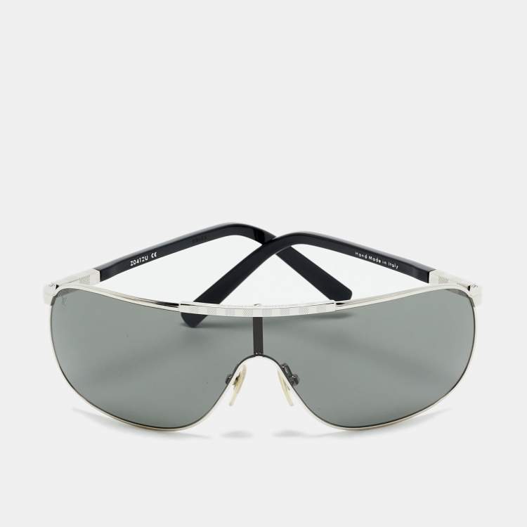 Pre Owned Louis Vuitton Black/Silver Tone Z0412U Attraction Mask Shield Sunglasses