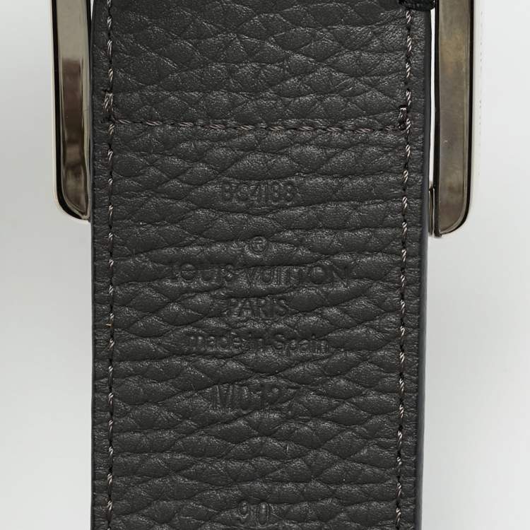 Pre Owned Louis Vuitton Reversible Buckle 90 CM Belt Black/Grey Taurillion Leather