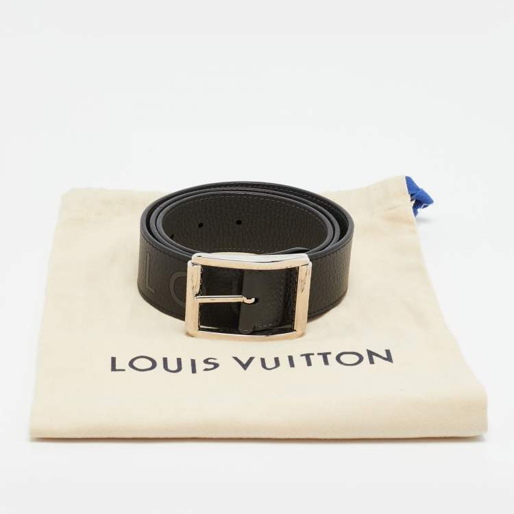 Pre Owned Louis Vuitton Reversible Buckle 90 CM Belt Black/Grey Taurillion Leather