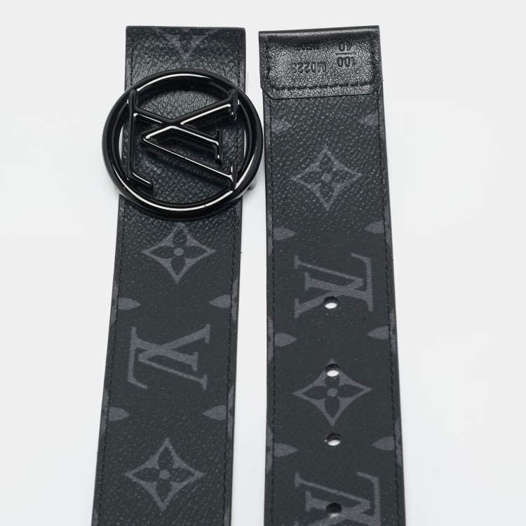 Pre Owned Louis Vuitton Reversible LV Circle 100CM Buckle Monogram Eclipse Canvas