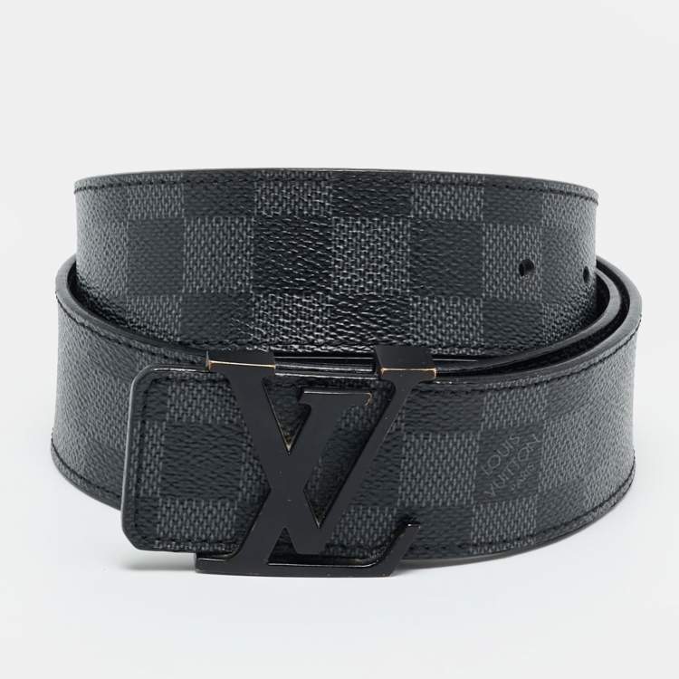 مملوكة مسبقًا Louis Vuitton LV Initiales 90 CM Buckle Belt Damier Graphite Canvas