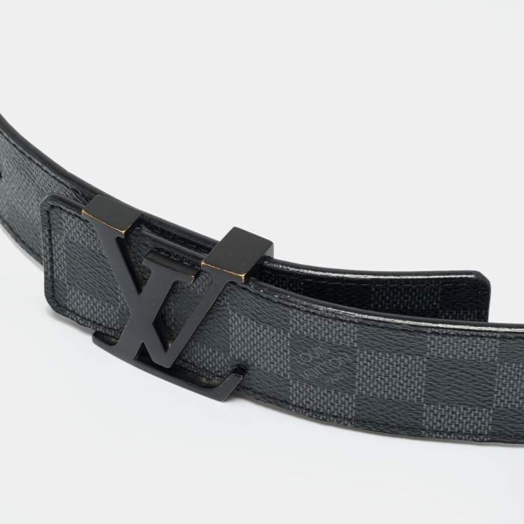 مملوكة مسبقًا Louis Vuitton LV Initiales 90 CM Buckle Belt Damier Graphite Canvas