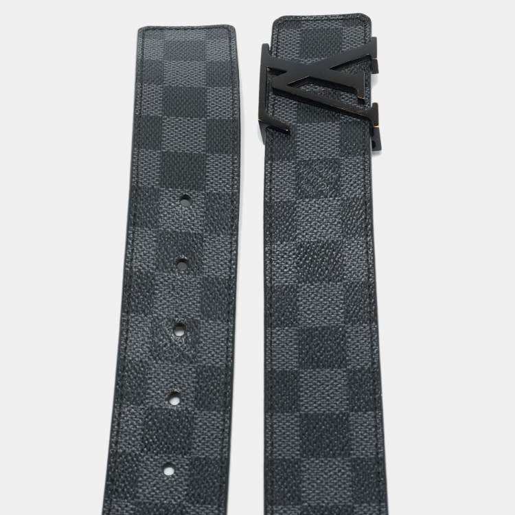 مملوكة مسبقًا Louis Vuitton LV Initiales 90 CM Buckle Belt Damier Graphite Canvas