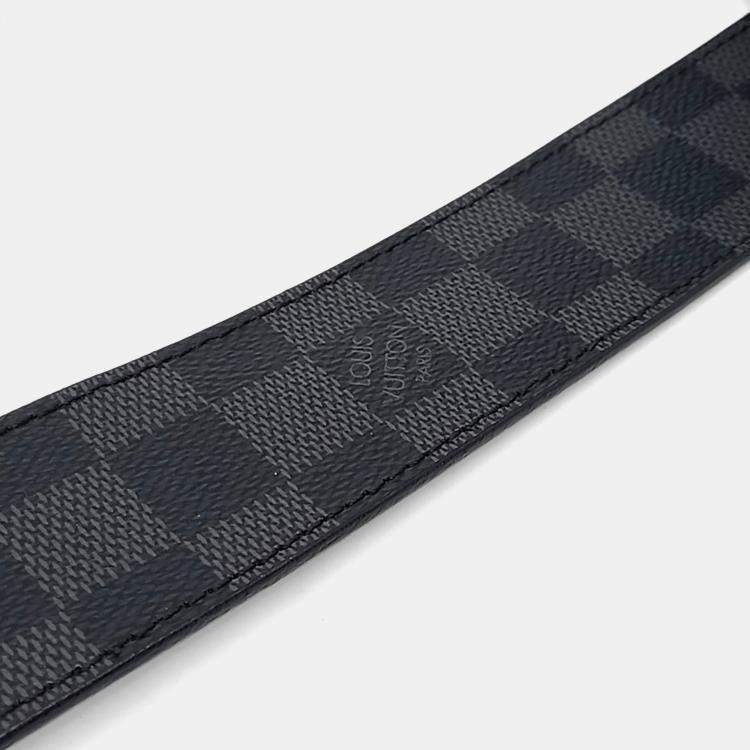 Pre Owned Louis Vuitton Black Leather Graphite Belt