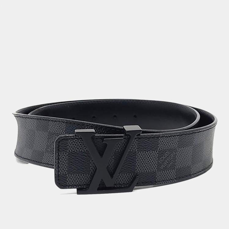 Pre Owned Louis Vuitton Black Leather Graphite Belt