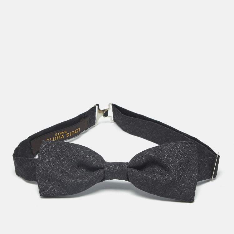 Pre Owned Louis Vuitton Black Monogram Silk Bow Tie