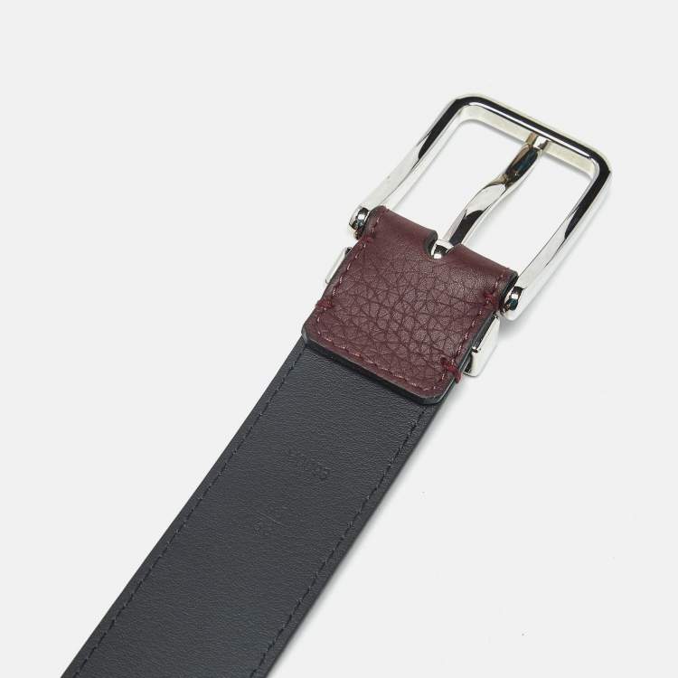 Pre Owned Louis Vuitton Pont Neuf 95 CM Buckle Belt Burgundy Taurillon Leather