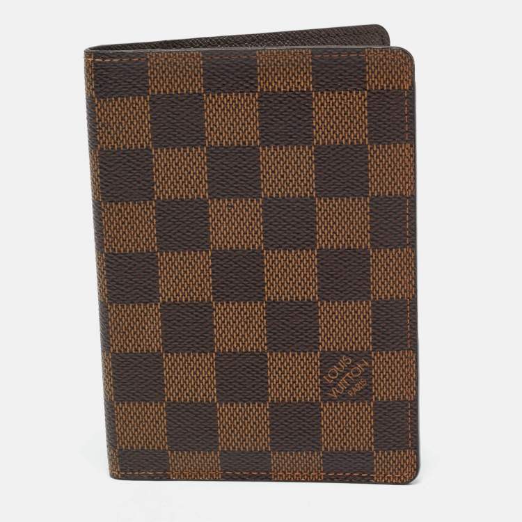 Pre Owned Louis Vuitton Passport Cover Damier Ebene Canvas
