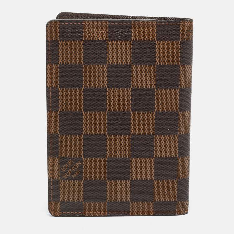 Pre Owned Louis Vuitton Passport Cover Damier Ebene Canvas