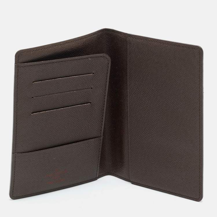 Pre Owned Louis Vuitton Passport Cover Damier Ebene Canvas