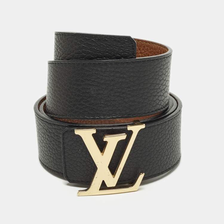Pre Owned Louis Vuitton LV Initiales 100 CM Reversible Buckle Belt Brown/Black Taurillon Leather