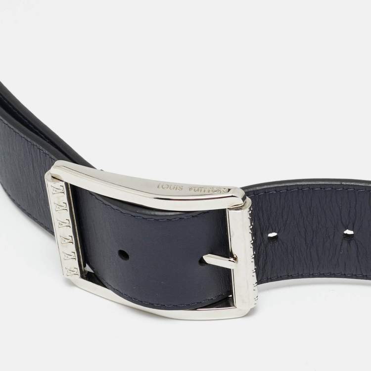 Pre Owned Louis Vuitton 100 CM Reversible Buckle Belt Blanc/Marine Monogram Canvas and Leather