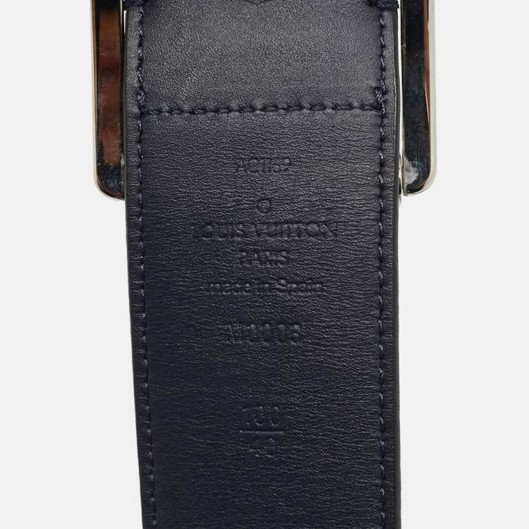 Pre Owned Louis Vuitton 100 CM Reversible Buckle Belt Blanc/Marine Monogram Canvas and Leather