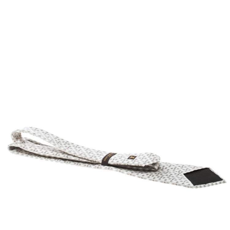 مملوكة مسبقًا Louis Vuitton Beige and Cream Checked Monogram Patterned Silk Jacquard Tie