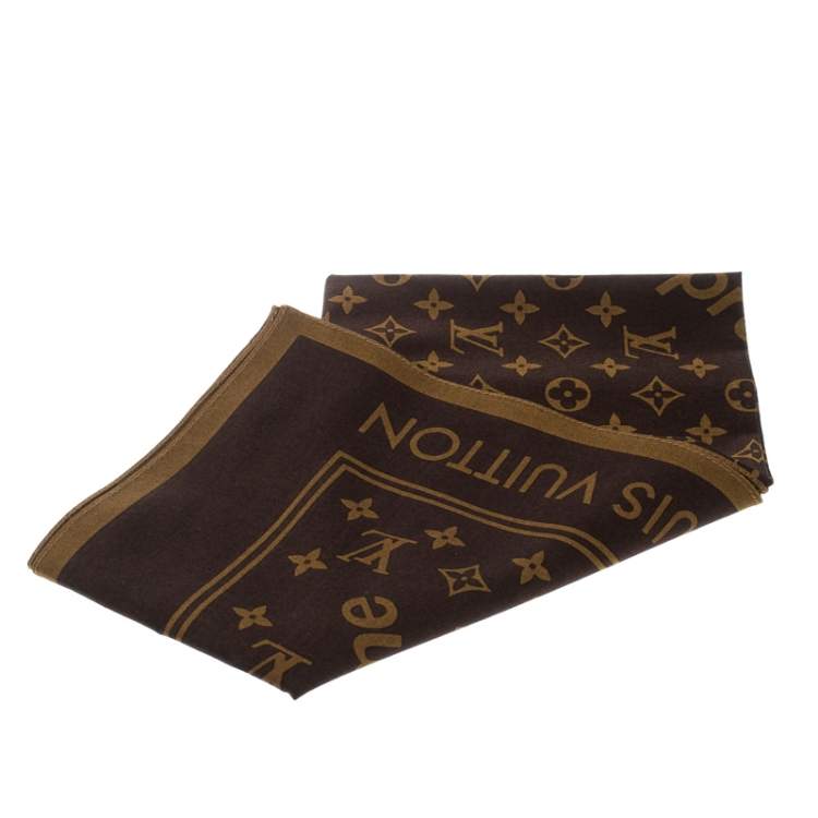 Pre Owned Louis Vuitton x Supreme Brown Monogram Printed Cotton Bandana Scarf