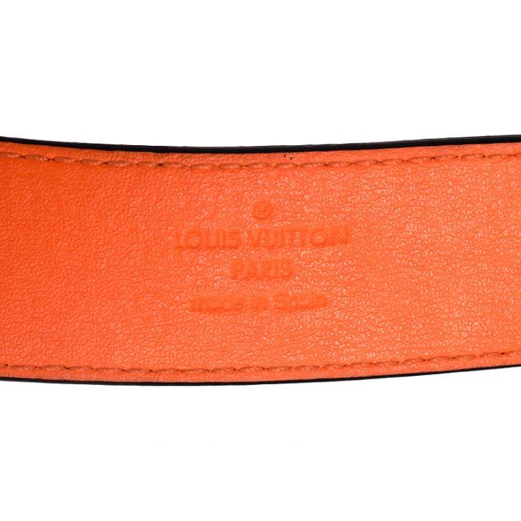 Pre Owned Louis Vuitton Neon Orange Damier Infini Leather Belt Size 85CM