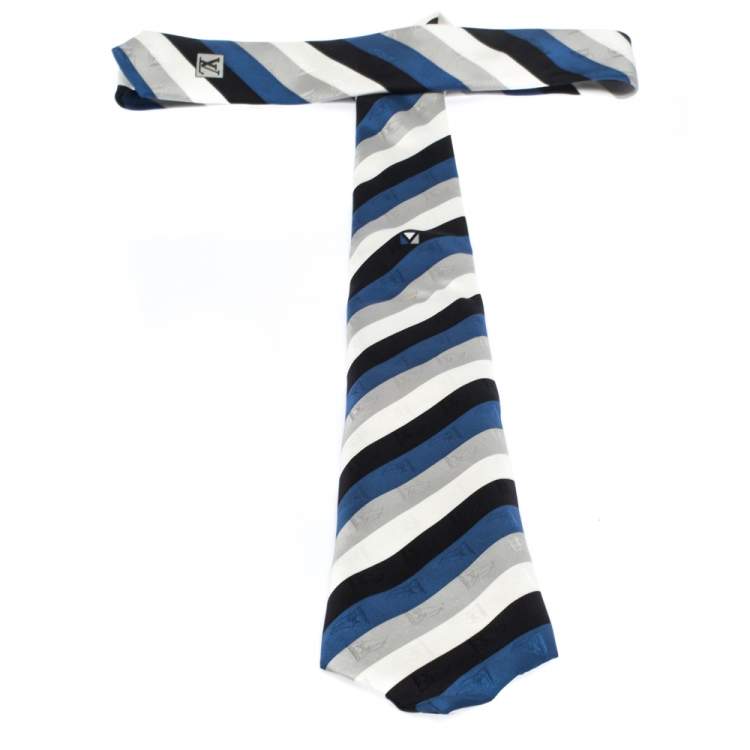 مملوكة مسبقًا Louis Vuitton Multicolor Diagonal Striped LV Cup Silk Tie 