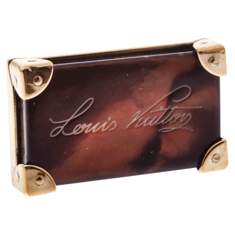 Pre Owned Louis Vuitton Brown Signature Rectangular Cufflinks 