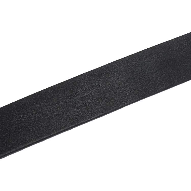 Pre Owned Louis Vuitton Black Crocodile Buckle Belt 120CM